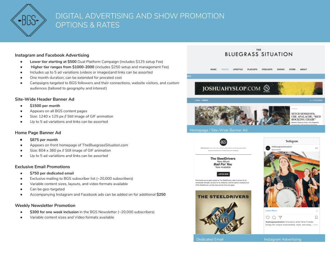 BGS Digital Advertising - Show Promo Options